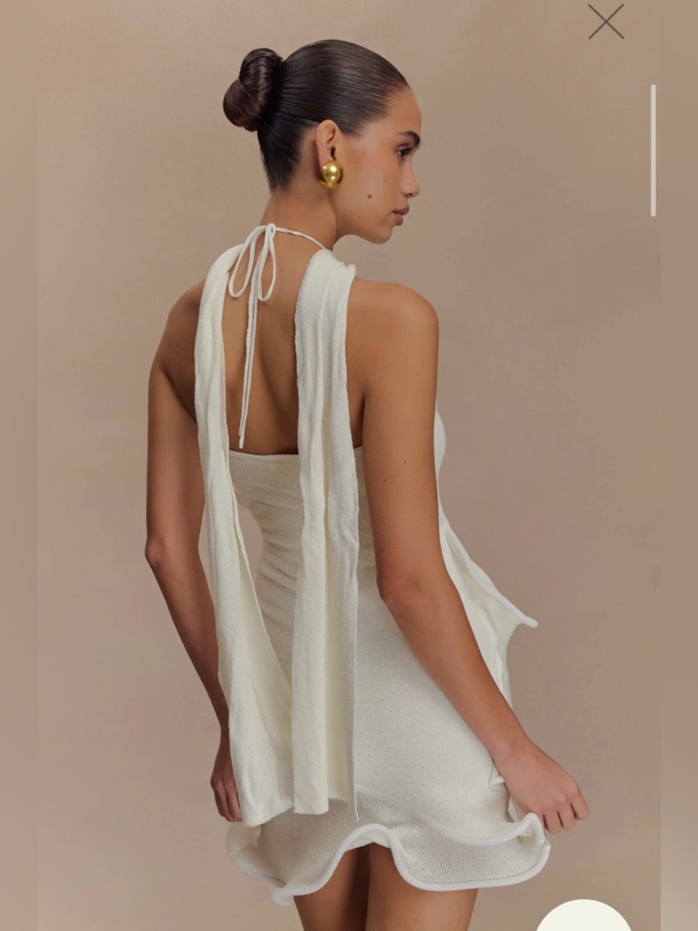 Meshki Ivory One-Shoulder Ruffle Mini Dress - Picture 2 of 8